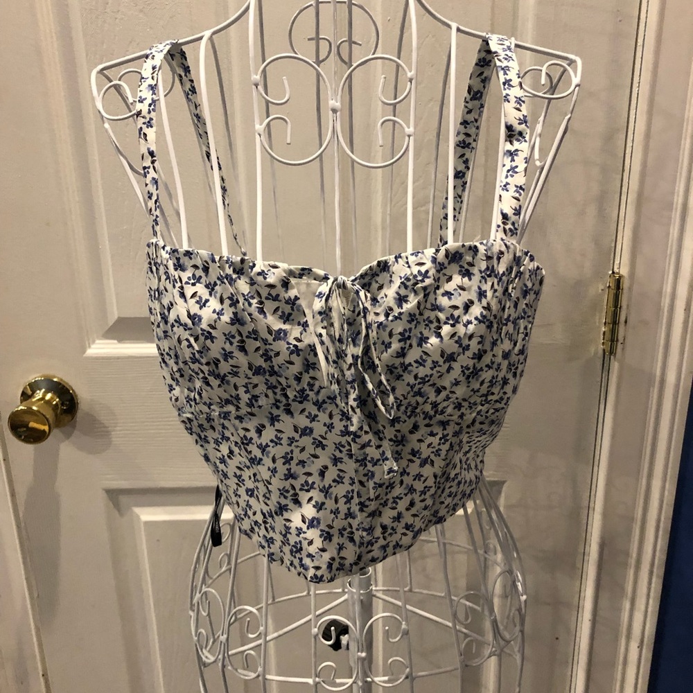 Blue Floral Crop Top